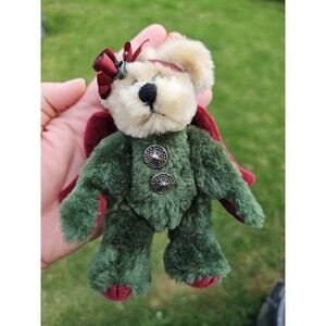 Boyds Bears & Friends Vintage 6" Plush Bear Angel Christmas Ornament Red Wings